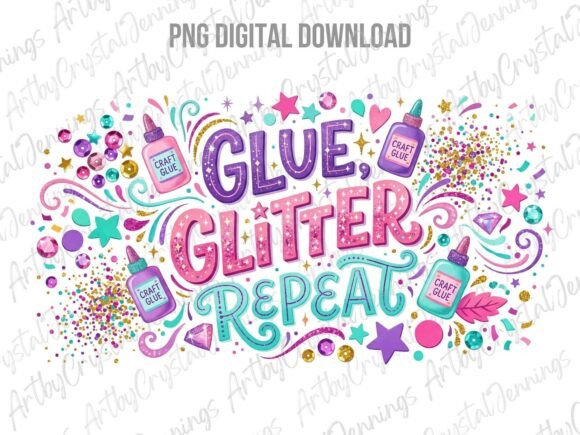 Download Glue Glitter Repeat Crafting PNG - Crafting Collection