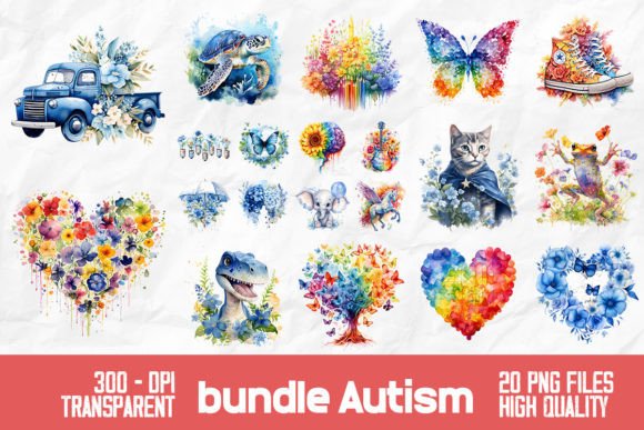 Download Rainbow Autism Awareness Retro Bundle - Autism awareness Collection