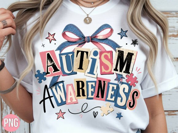 Download Autism Awareness Denim Bow PNG T-Shirt - Autism awareness Collection